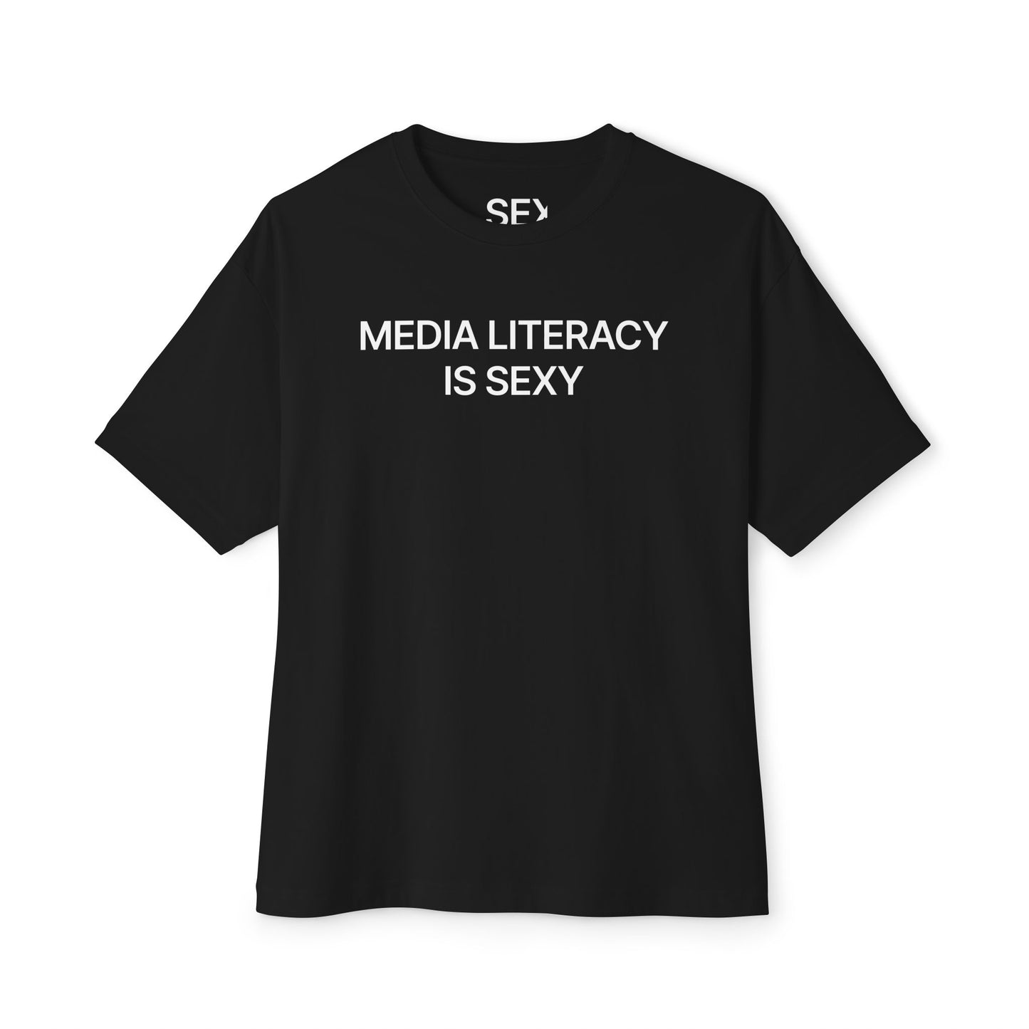 Media Literacy Oversized Boxy Tee | Unisex Graphic T-Shirt | Trendy Casual Wear | Gift for Teachers & Students | Summer Fashion