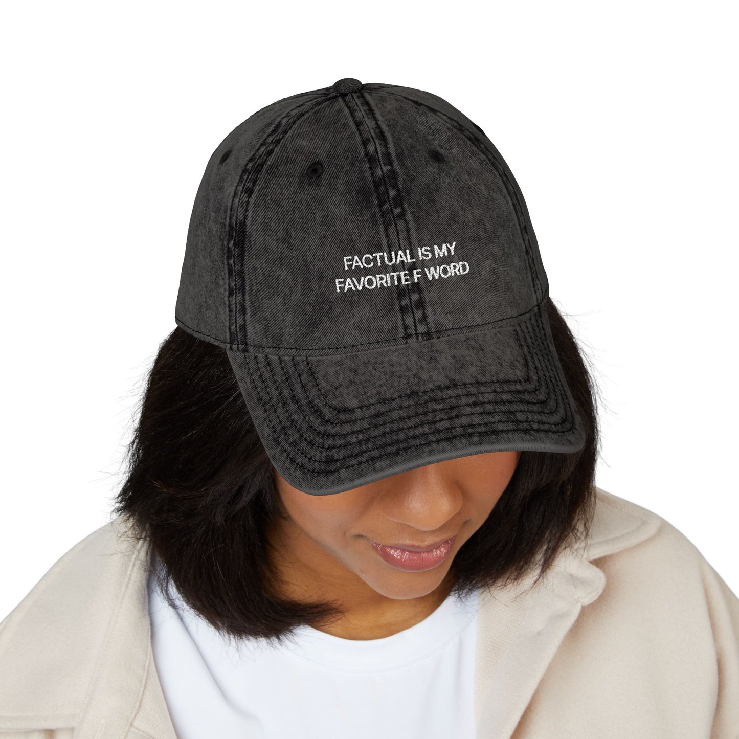 "Factually Is My Favorite F Word" Distressed Hat