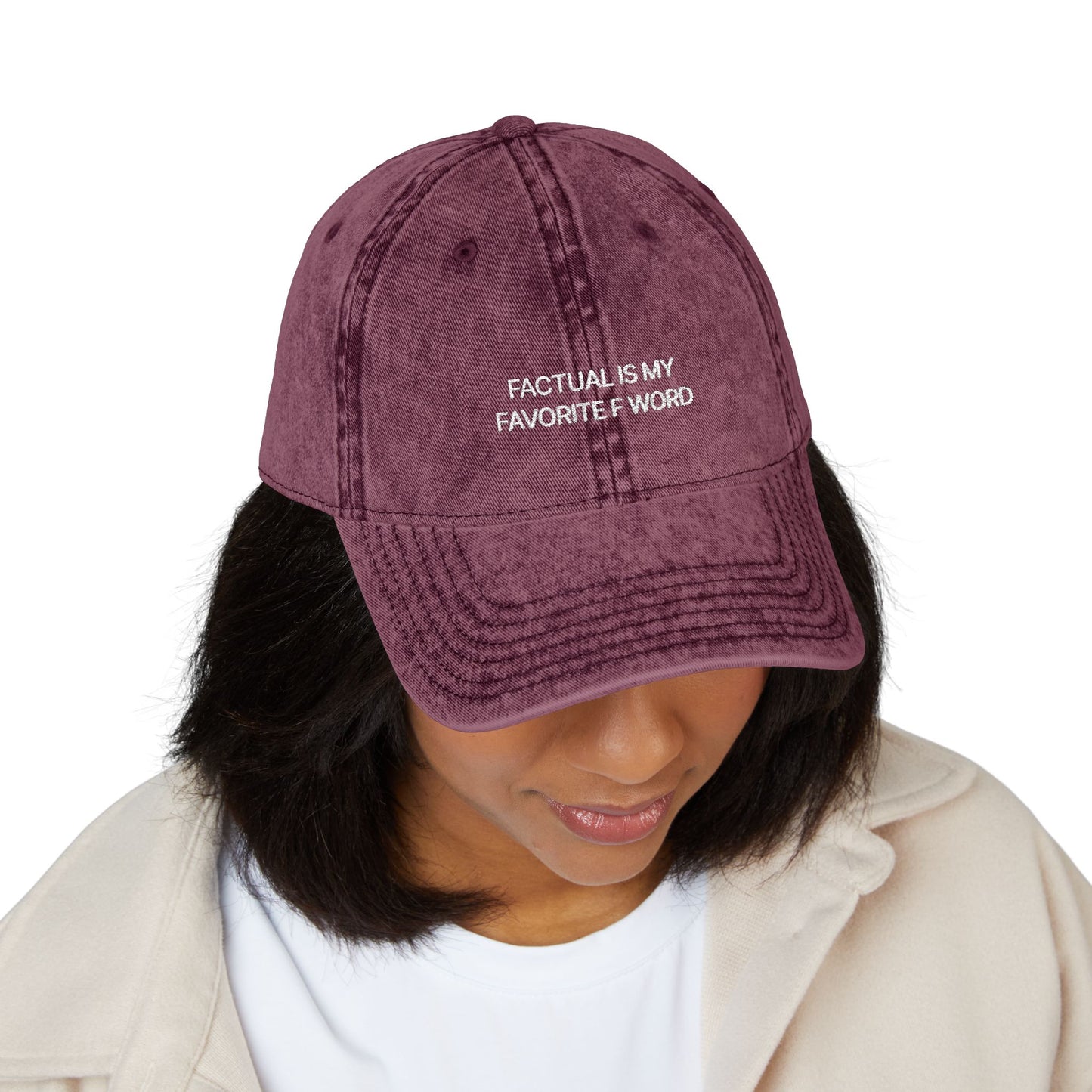 "Factually Is My Favorite F Word" Distressed Hat