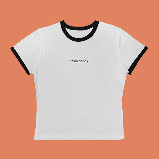 Women's "News Daddy" Ringer Tee - White