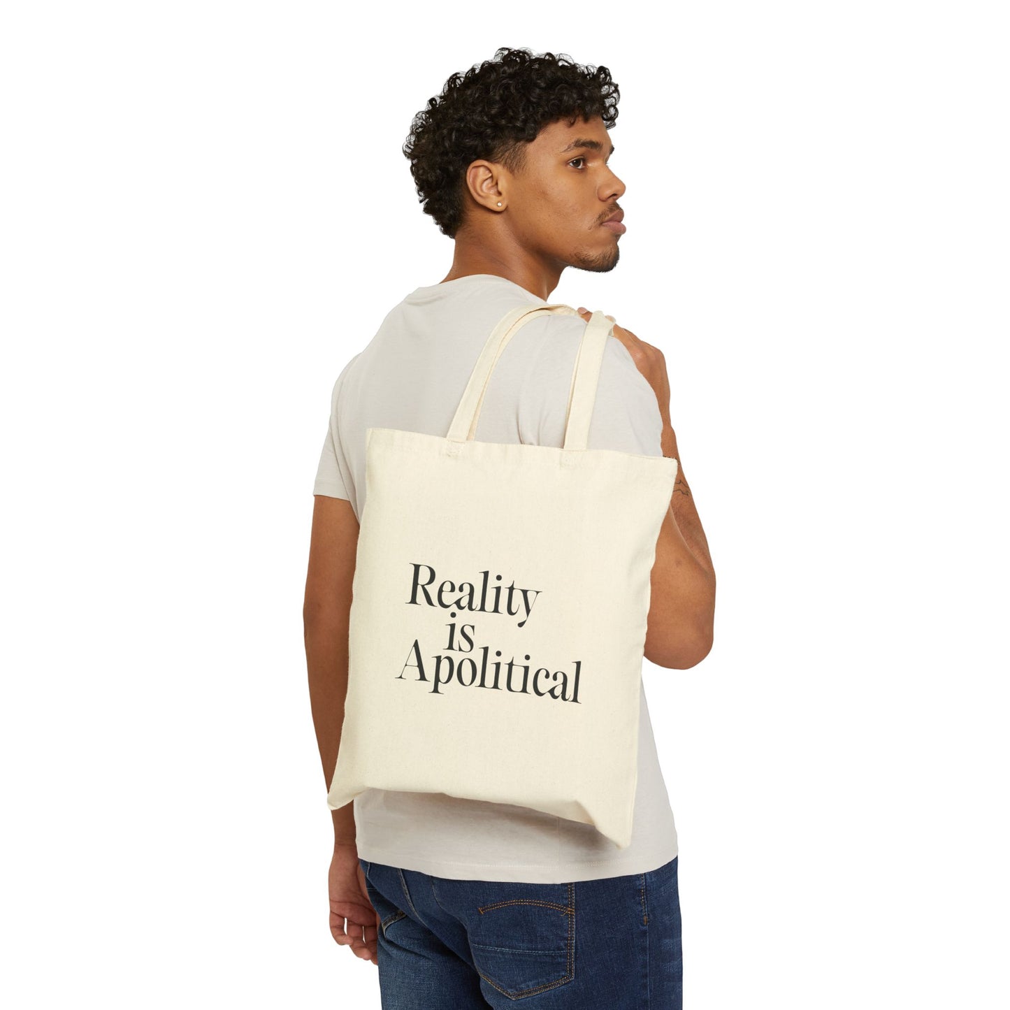 "Reality is Apolitical" Canvas Tote - Cream