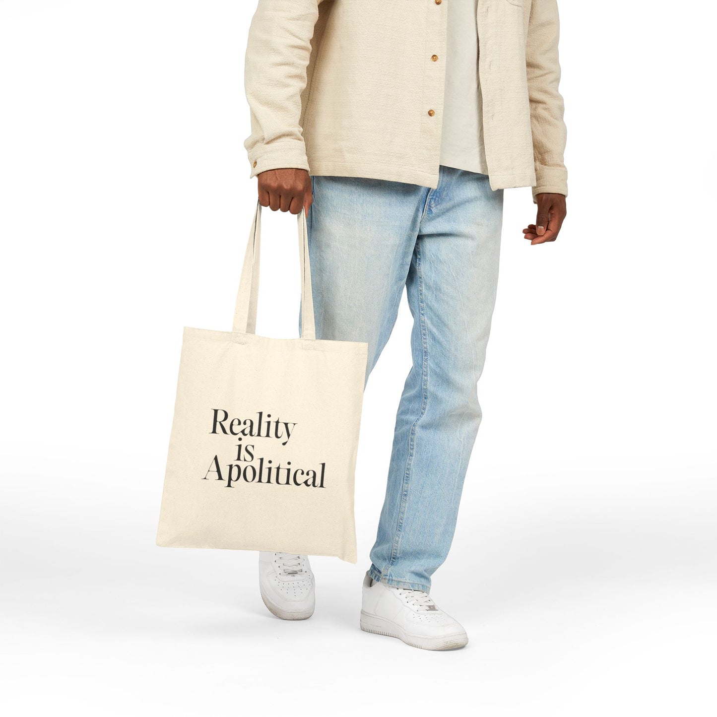 "Reality is Apolitical" Canvas Tote - Cream