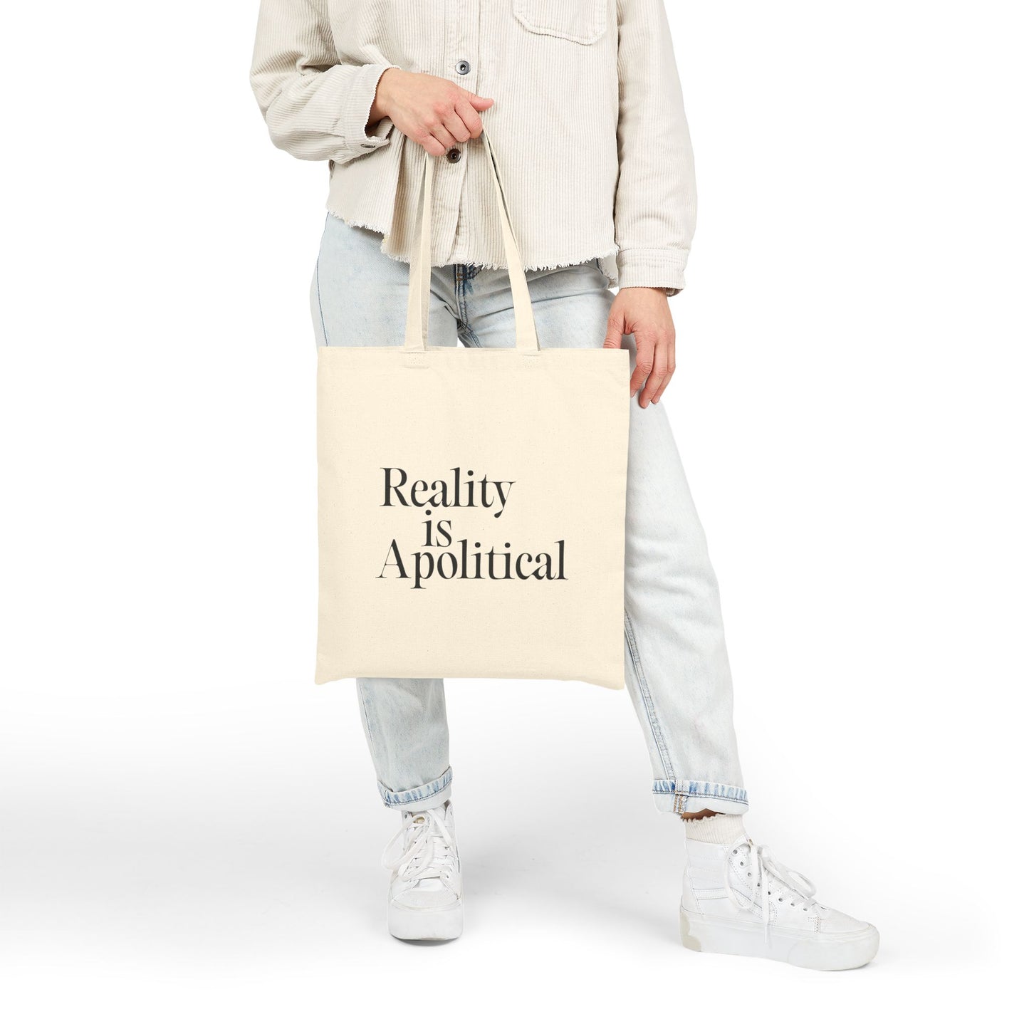 "Reality is Apolitical" Canvas Tote - Cream